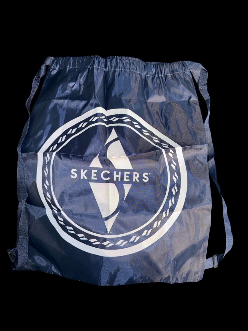 Skechers Nylon Soft Backpack Tote Drawstring Bag Navy Blue 16 x 20" Logo